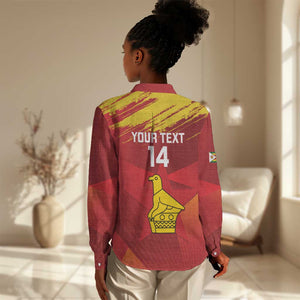 Custom Zimbabwe Cricket Women Casual Shirt Go Lady Chevrons Grunge Style LT14