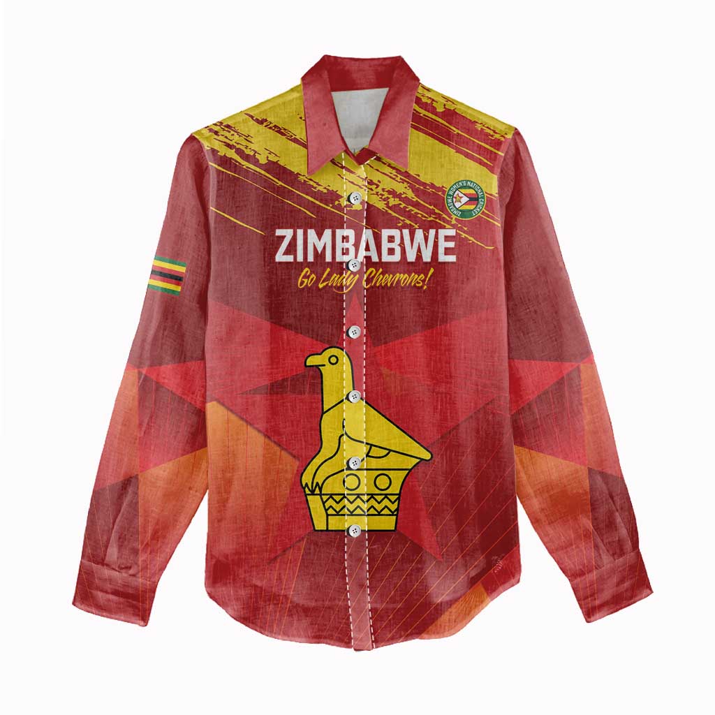 Custom Zimbabwe Cricket Women Casual Shirt Go Lady Chevrons Grunge Style LT14
