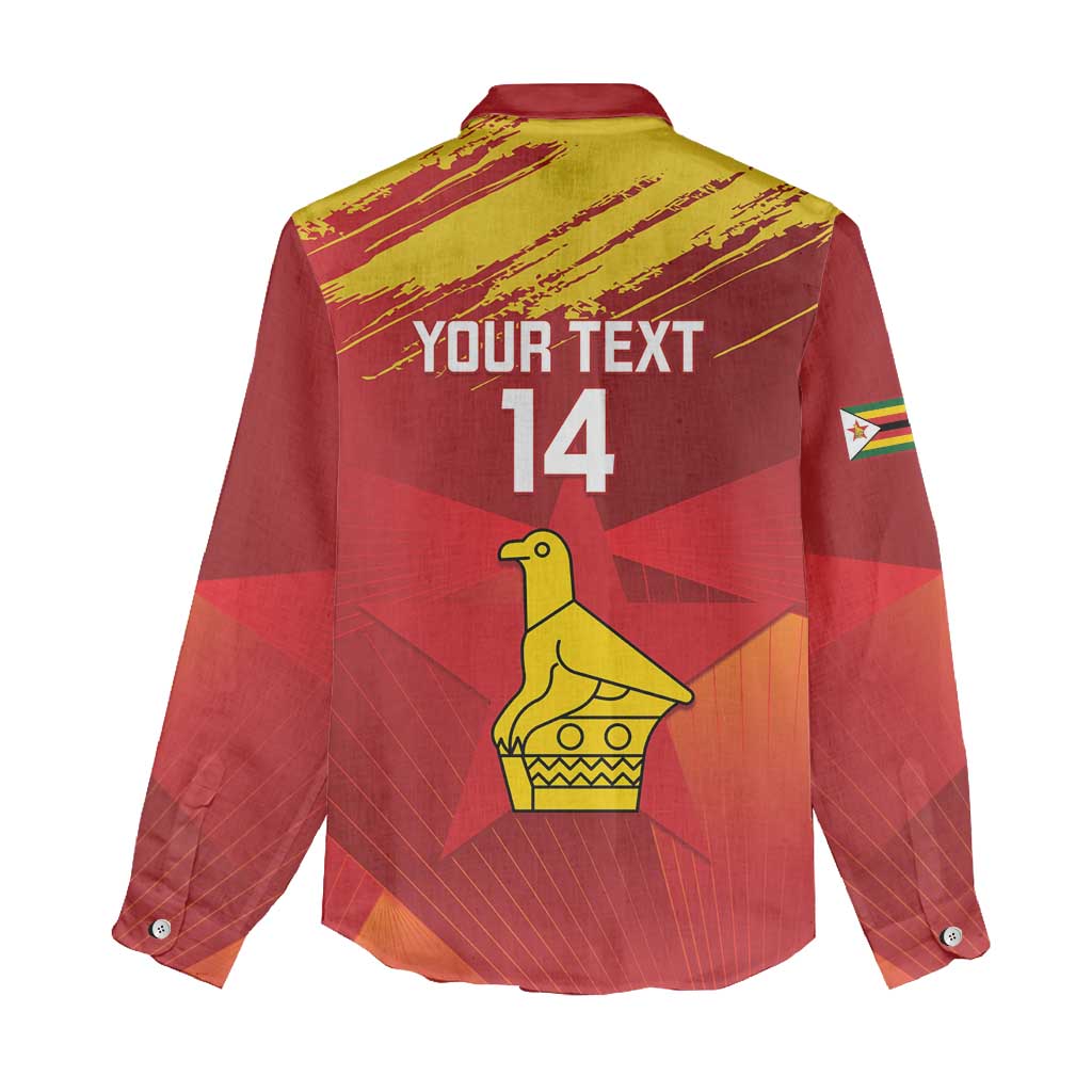 Custom Zimbabwe Cricket Women Casual Shirt Go Lady Chevrons Grunge Style LT14