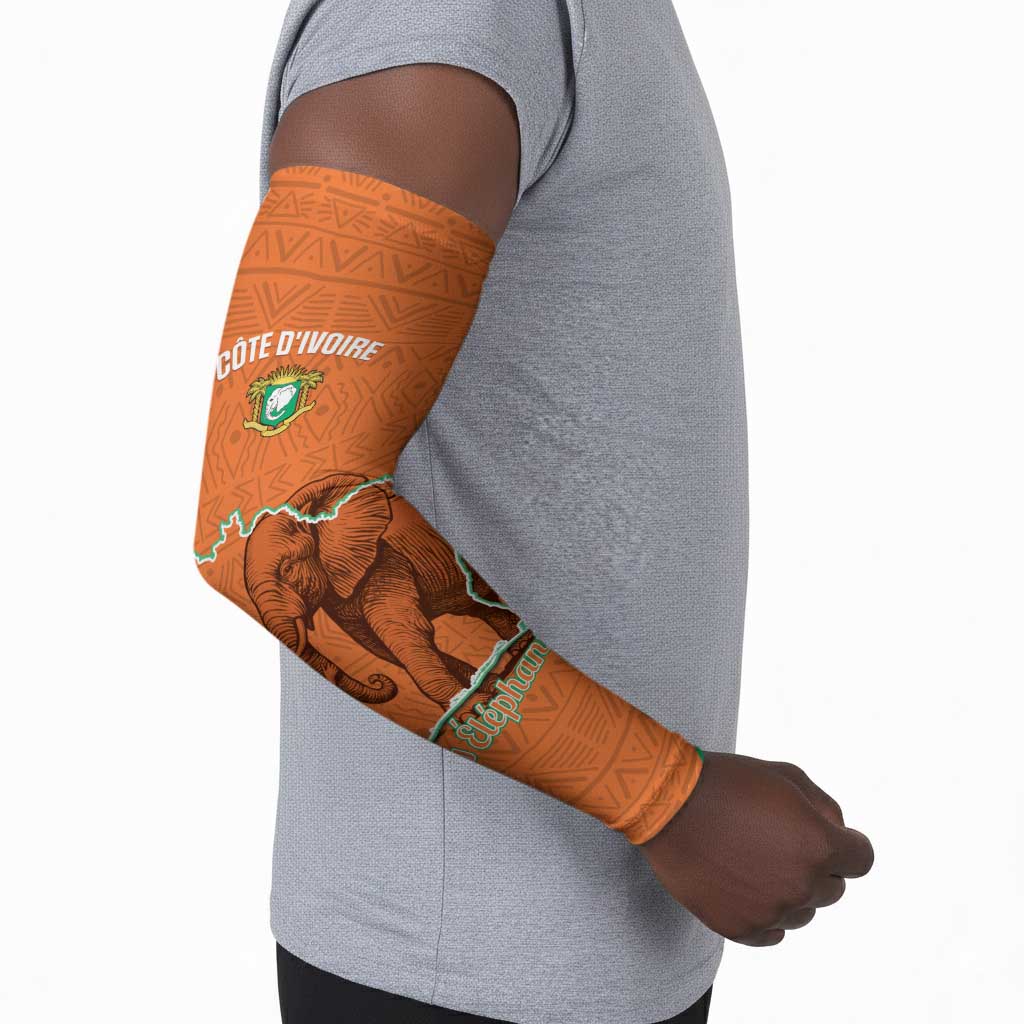 Custom Ivory Coast Football Arm Sleeves 2026 Cote d'Ivoire Les Elephants Orange Version - African Pride