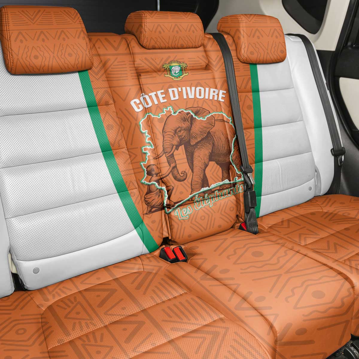 Ivory Coast Football Back Car Seat Cover 2026 Cote d'Ivoire Les Elephants Orange Version - African Pride