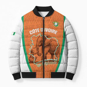 Custom Ivory Coast Football Bomber Puffer Jacket 2026 Cote d'Ivoire Les Elephants Orange Version - African Pride