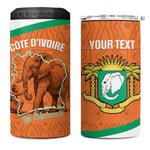 Custom Ivory Coast Football 4 in 1 Can Cooler Tumbler 2026 Cote d'Ivoire Les Elephants Orange Version - African Pride