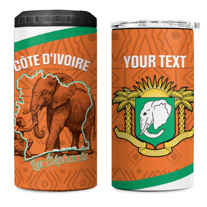 Custom Ivory Coast Football 4 in 1 Can Cooler Tumbler 2026 Cote d'Ivoire Les Elephants Orange Version - African Pride