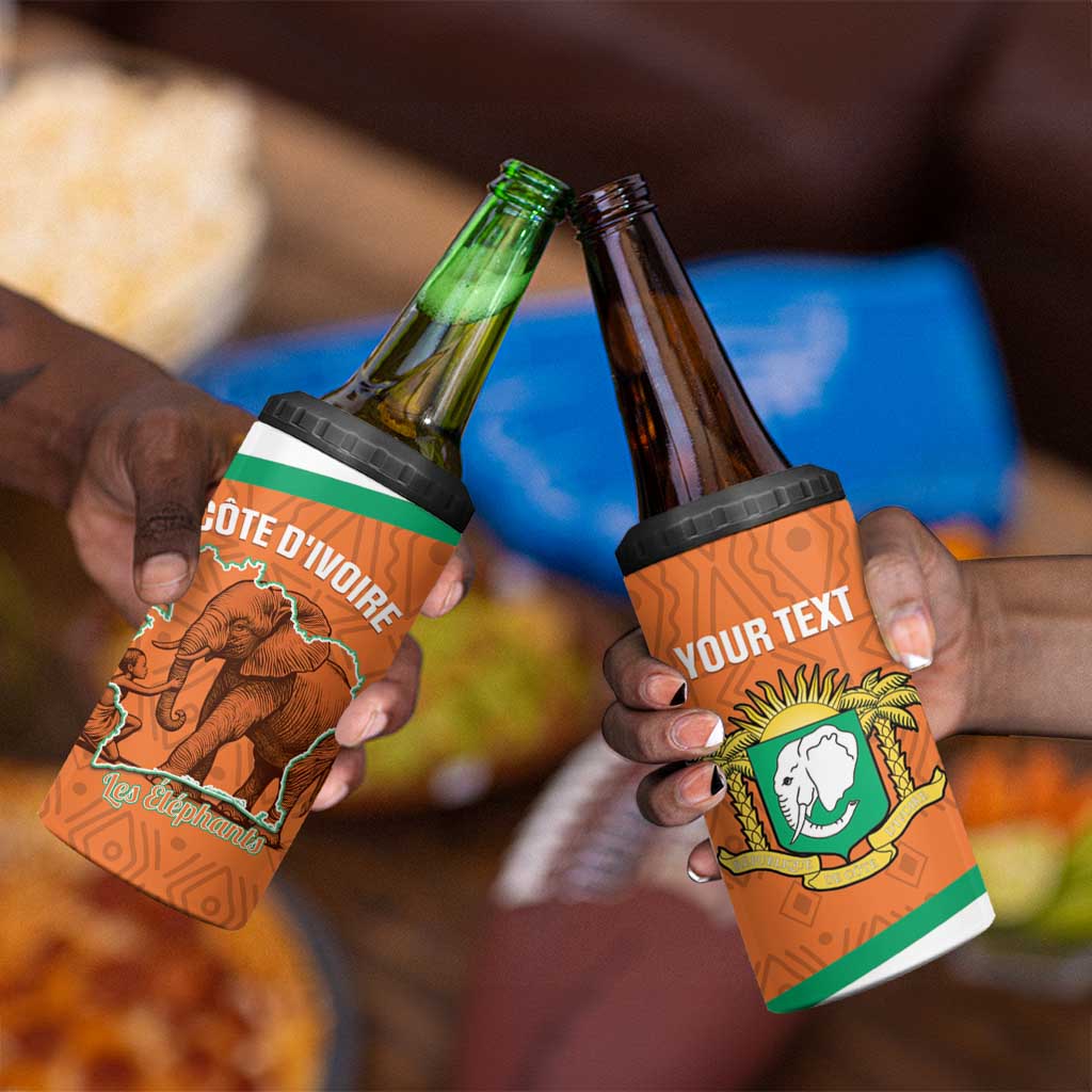Custom Ivory Coast Football 4 in 1 Can Cooler Tumbler 2026 Cote d'Ivoire Les Elephants Orange Version - African Pride