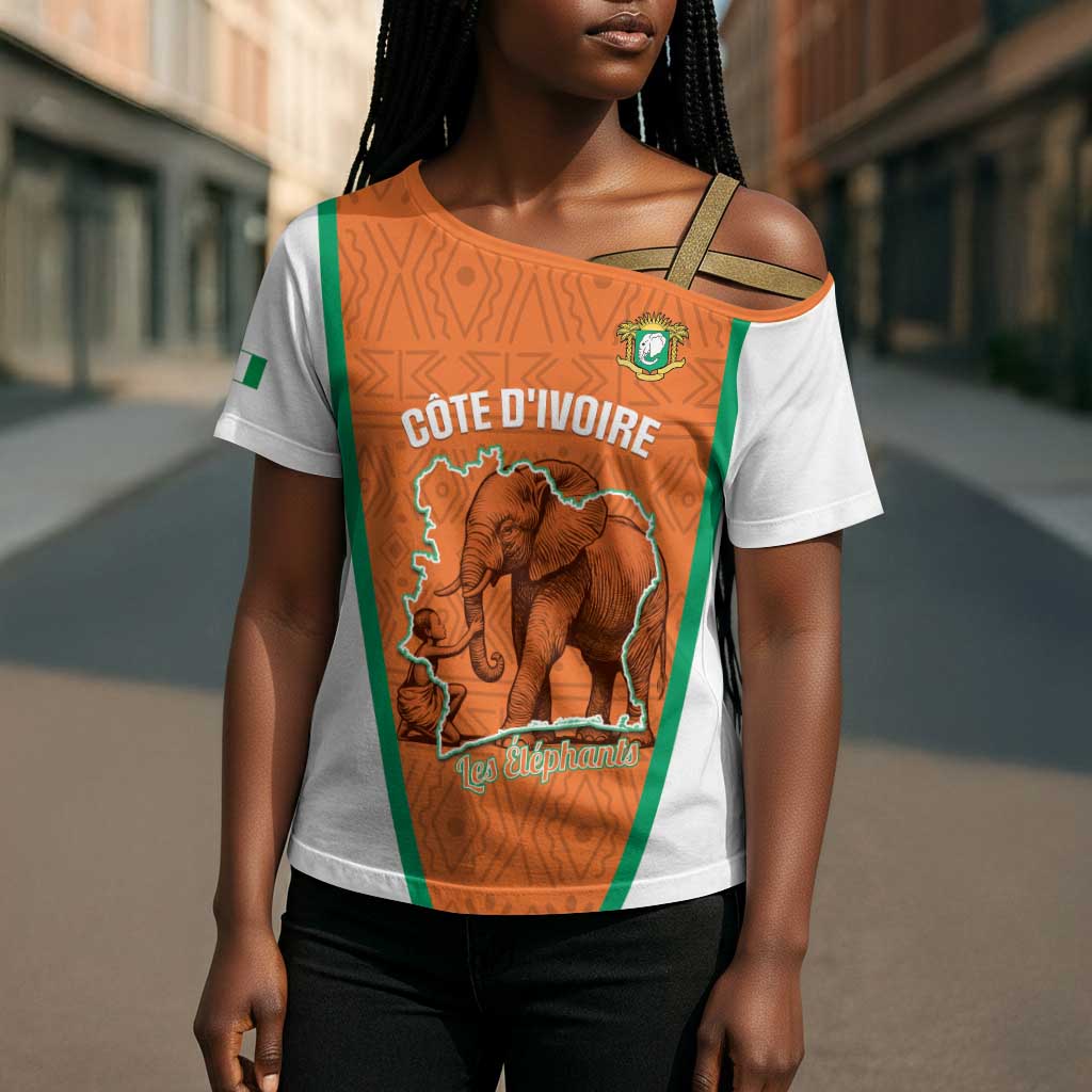 Custom Ivory Coast Football Cross Shoulder Shirt 2026 Cote d'Ivoire Les Elephants Orange Version - African Pride