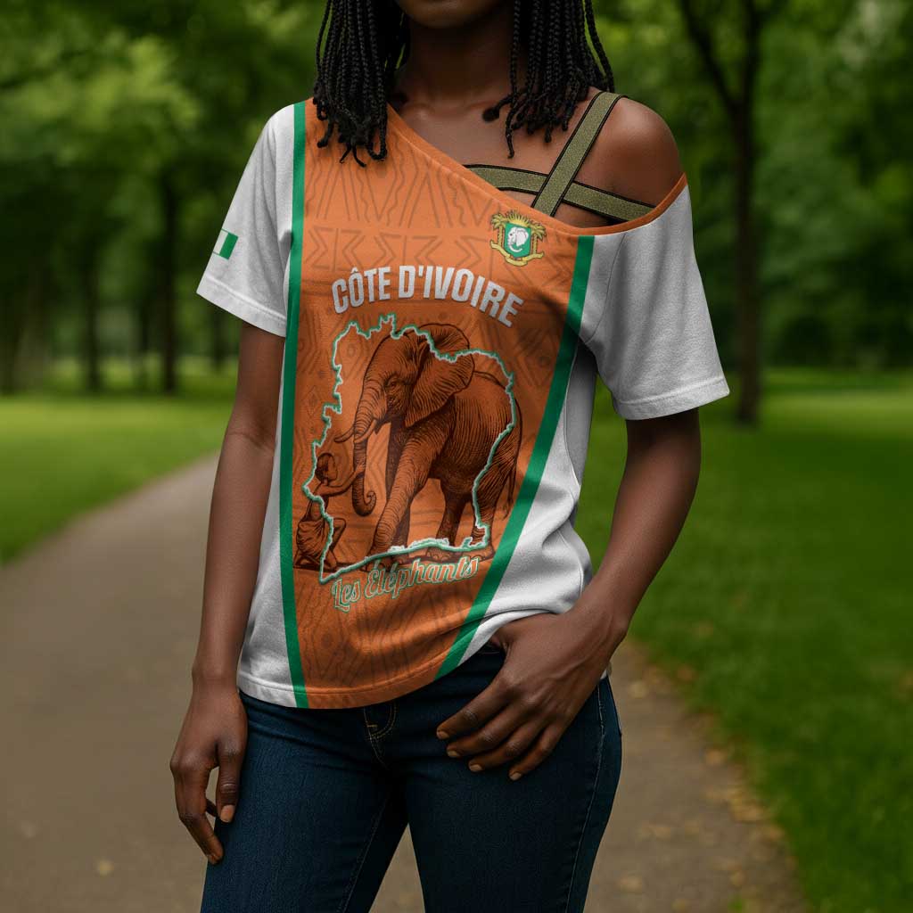 Custom Ivory Coast Football Cross Shoulder Shirt 2026 Cote d'Ivoire Les Elephants Orange Version - African Pride