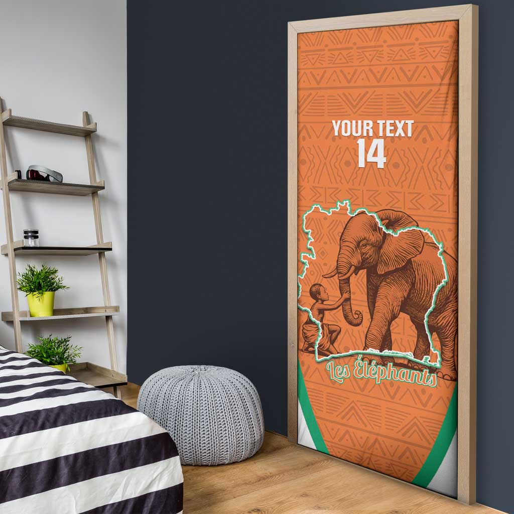 Custom Ivory Coast Football Door Cover 2026 Cote d'Ivoire Les Elephants Orange Version - African Pride