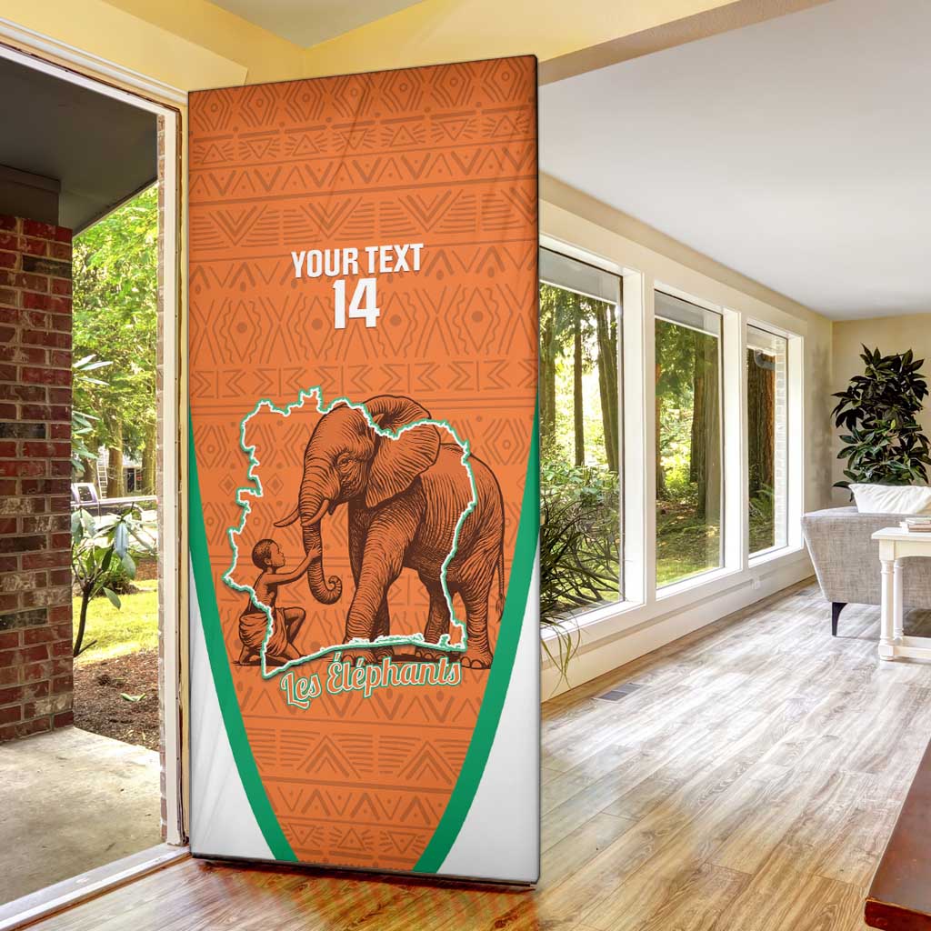 Custom Ivory Coast Football Door Cover 2026 Cote d'Ivoire Les Elephants Orange Version - African Pride