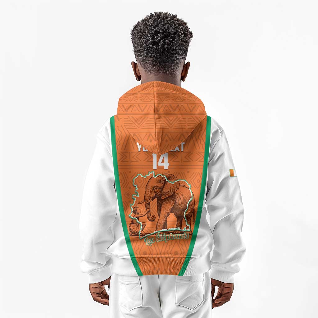 Custom Ivory Coast Football Kid Hoodie 2026 Cote d'Ivoire Les Elephants Orange Version - African Pride