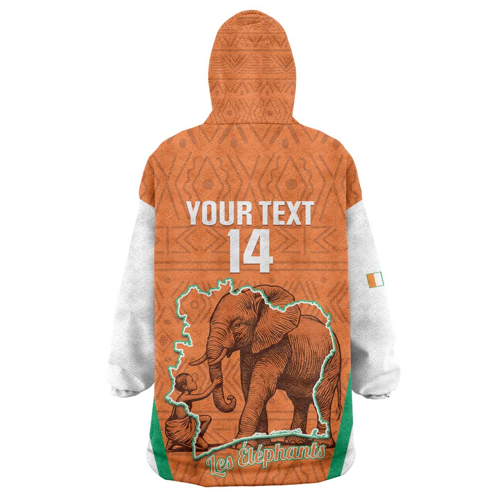 Custom Ivory Coast Football Kid Wearable Blanket Hoodie 2026 Cote d'Ivoire Les Elephants Orange Version - African Pride