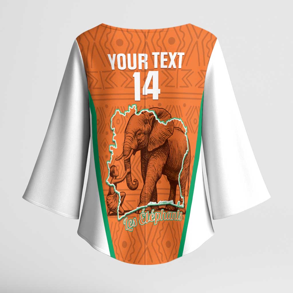 Custom Ivory Coast Football Kimono Sleeve Blouse 2026 Cote d'Ivoire Les Elephants Orange Version - African Pride