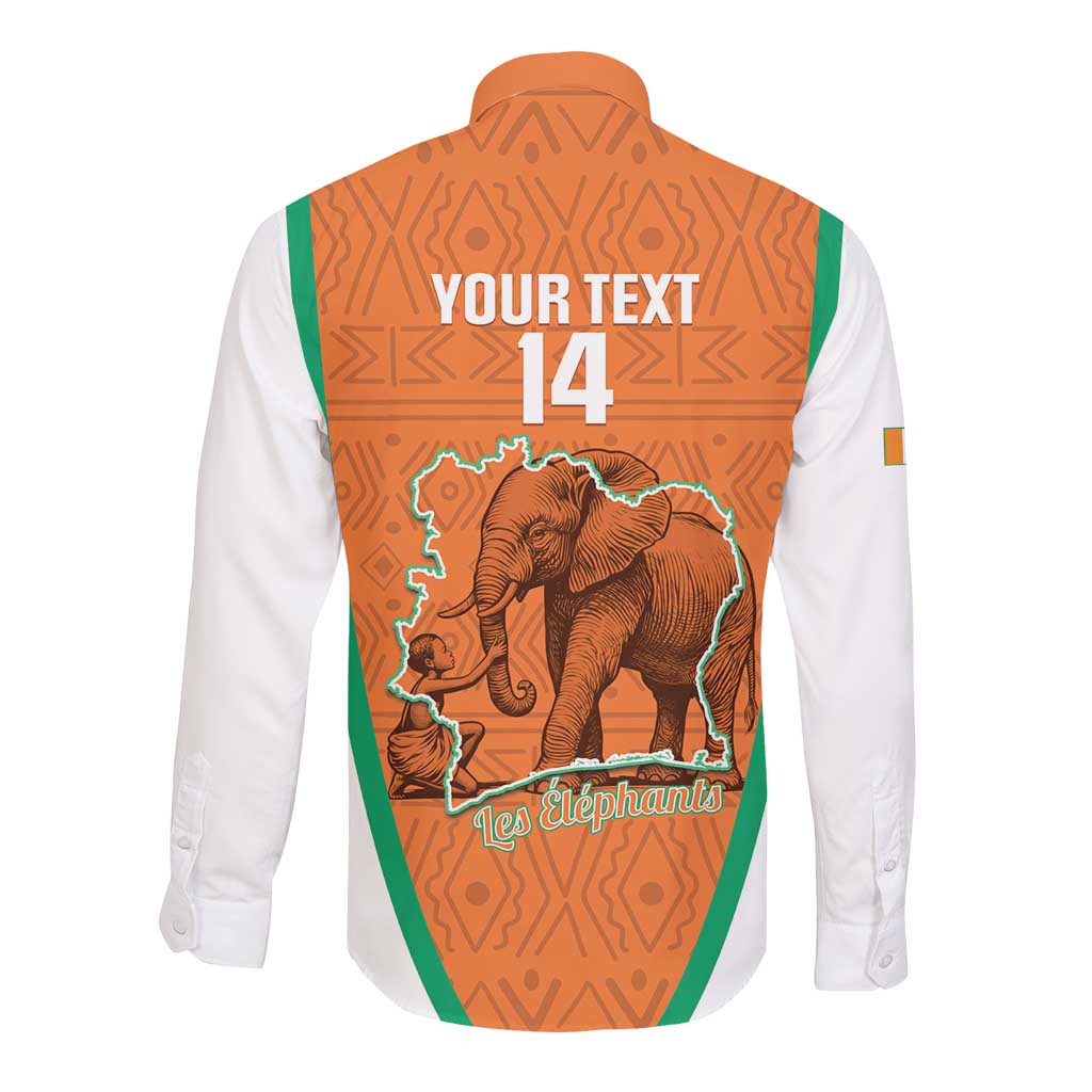 Custom Ivory Coast Football Long Sleeve Button Shirt 2026 Cote d'Ivoire Les Elephants Orange Version - African Pride