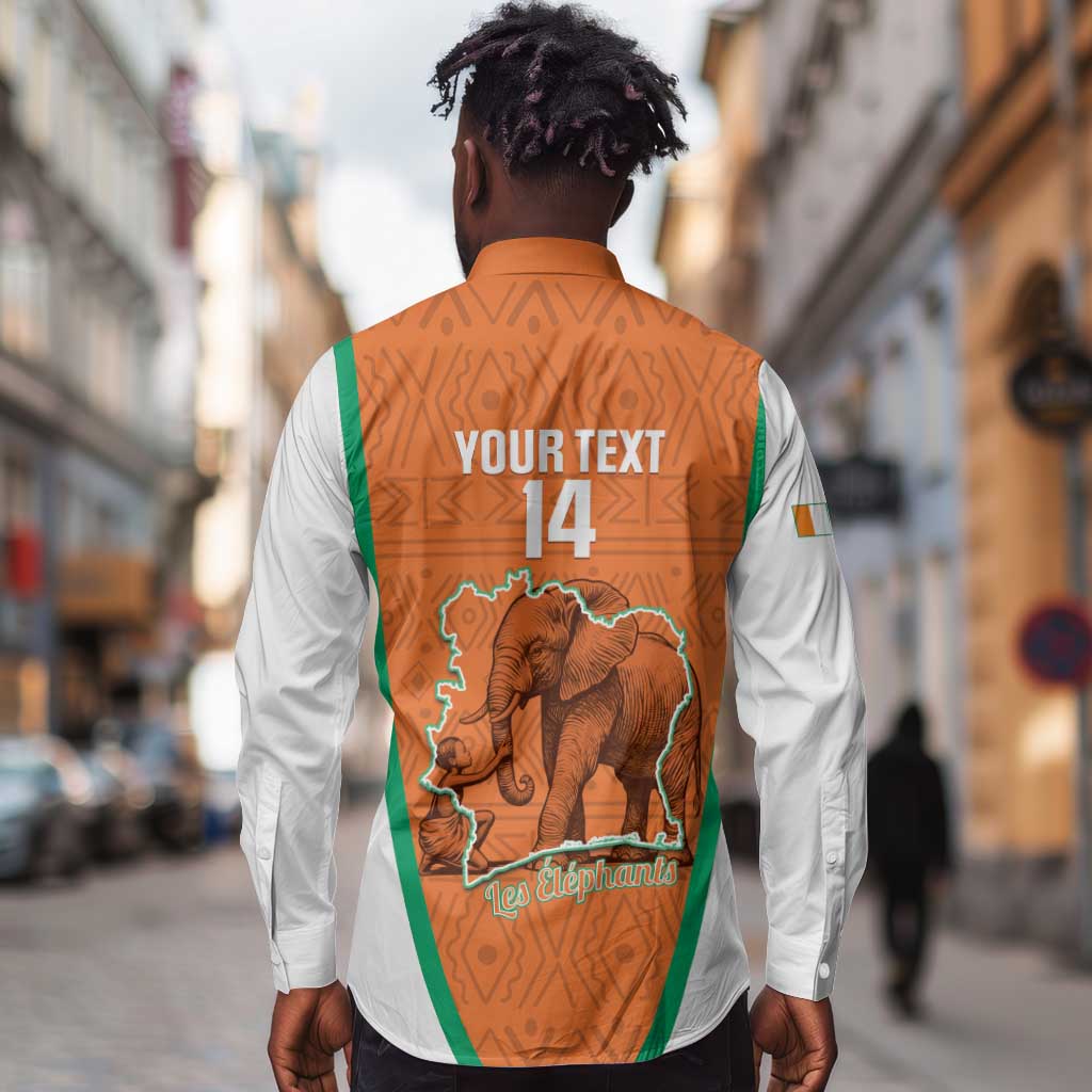 Custom Ivory Coast Football Long Sleeve Button Shirt 2026 Cote d'Ivoire Les Elephants Orange Version - African Pride