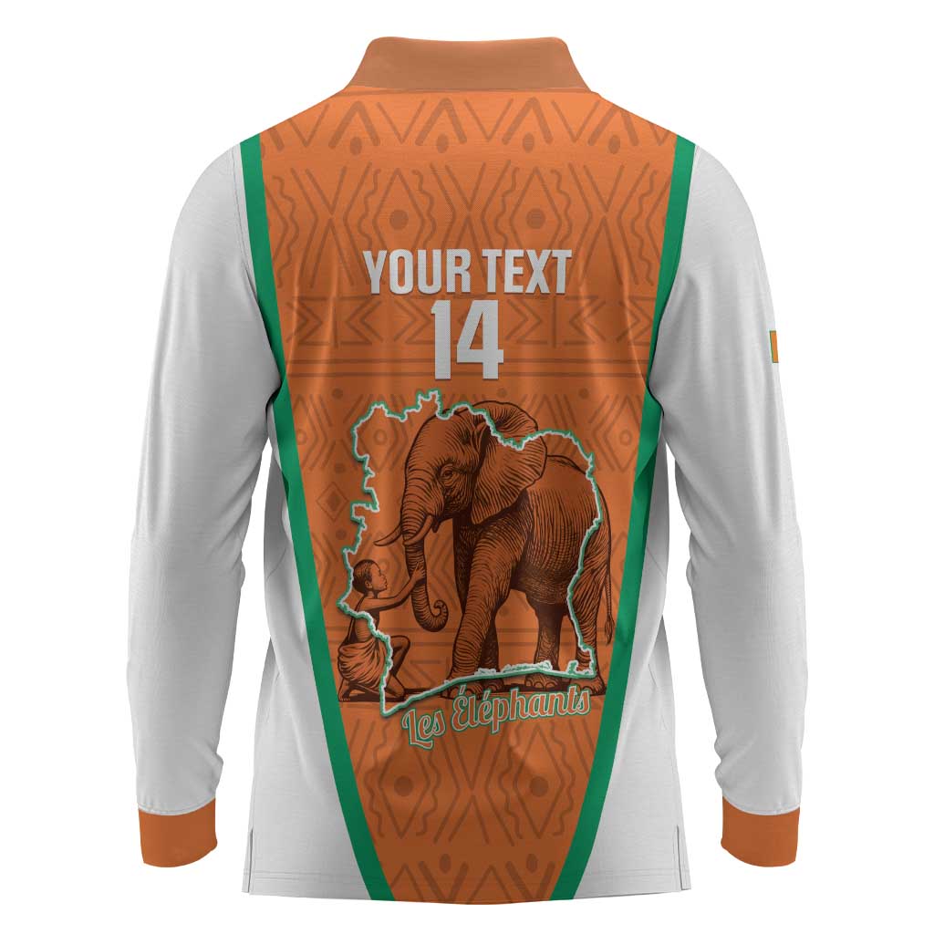 Custom Ivory Coast Football Long Sleeve Polo Shirt 2026 Cote d'Ivoire Les Elephants Orange Version - African Pride
