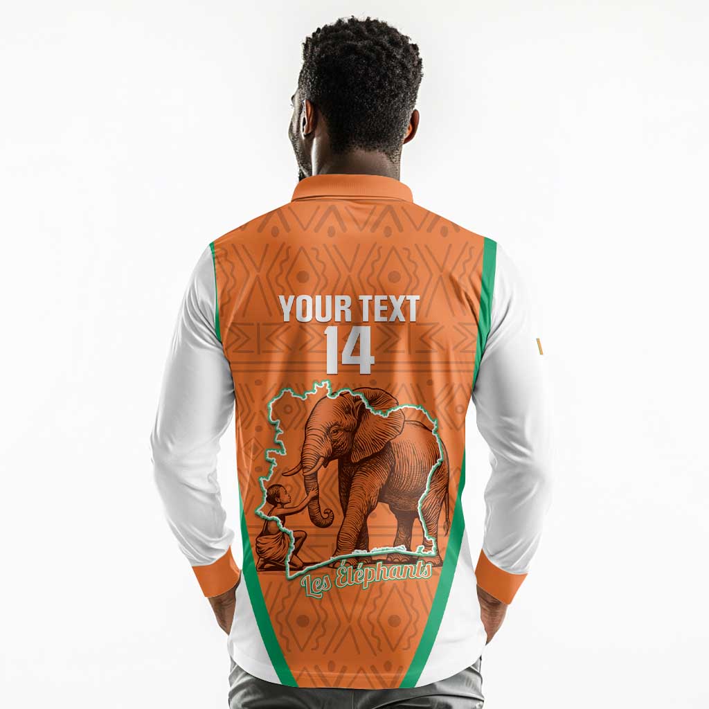 Custom Ivory Coast Football Long Sleeve Polo Shirt 2026 Cote d'Ivoire Les Elephants Orange Version - African Pride