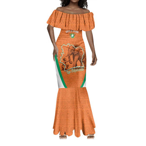 Custom Ivory Coast Football Mermaid Dress 2026 Cote d'Ivoire Les Elephants Orange Version - African Pride
