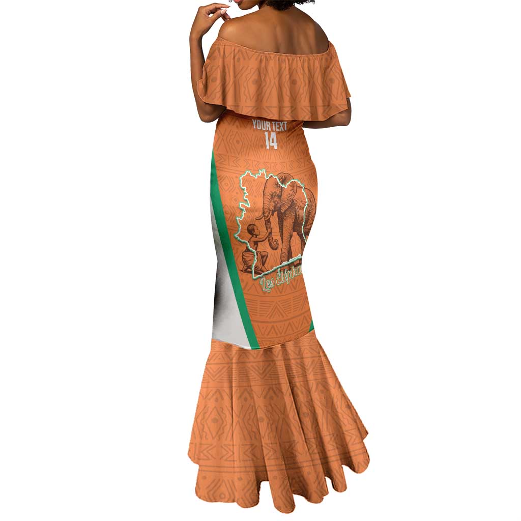Custom Ivory Coast Football Mermaid Dress 2026 Cote d'Ivoire Les Elephants Orange Version - African Pride