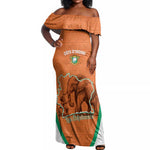 Custom Ivory Coast Football Off Shoulder Maxi Dress 2026 Cote d'Ivoire Les Elephants Orange Version - African Pride