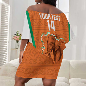 Custom Ivory Coast Football Off Shoulder Short Dress 2026 Cote d'Ivoire Les Elephants Orange Version - African Pride