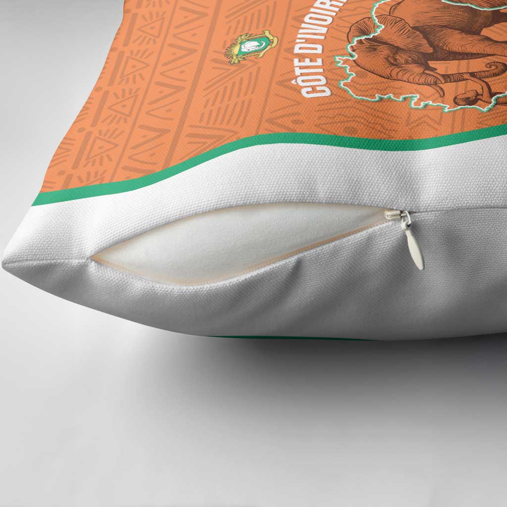 Ivory Coast Football Pillow Cover 2026 Cote d'Ivoire Les Elephants Orange Version - African Pride