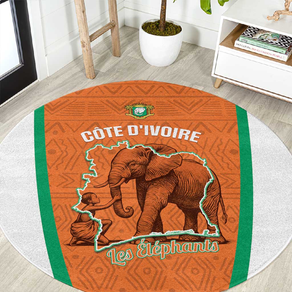 Ivory Coast Football Round Carpet 2026 Cote d'Ivoire Les Elephants Orange Version - African Pride