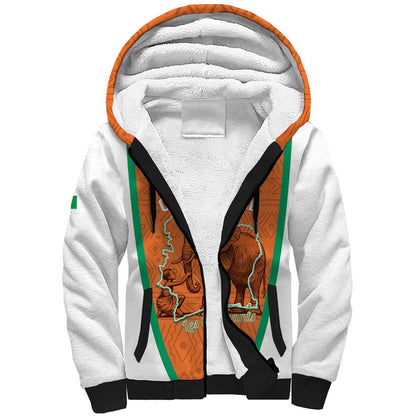 Custom Ivory Coast Football Sherpa Hoodie 2026 Cote d'Ivoire Les Elephants Orange Version - African Pride