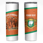 Custom Ivory Coast Football Skinny Tumbler 2026 Cote d'Ivoire Les Elephants Orange Version - African Pride