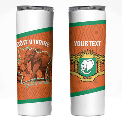 Custom Ivory Coast Football Skinny Tumbler 2026 Cote d'Ivoire Les Elephants Orange Version - African Pride