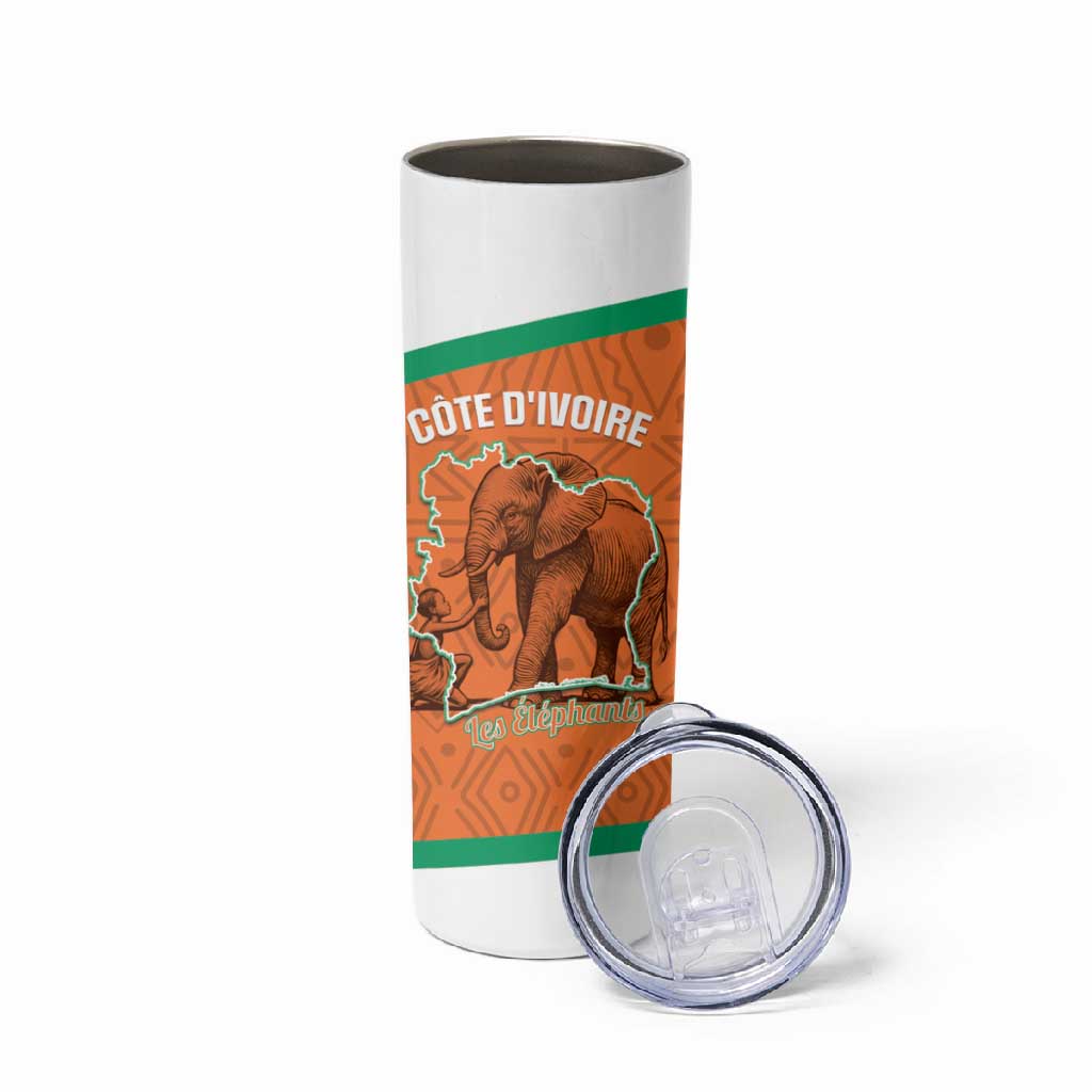 Custom Ivory Coast Football Skinny Tumbler 2026 Cote d'Ivoire Les Elephants Orange Version - African Pride