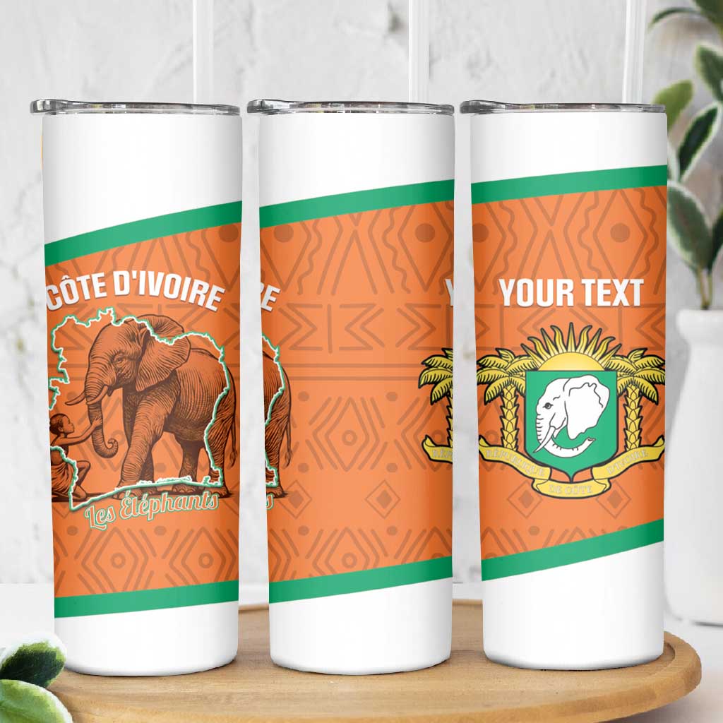 Custom Ivory Coast Football Skinny Tumbler 2026 Cote d'Ivoire Les Elephants Orange Version - African Pride