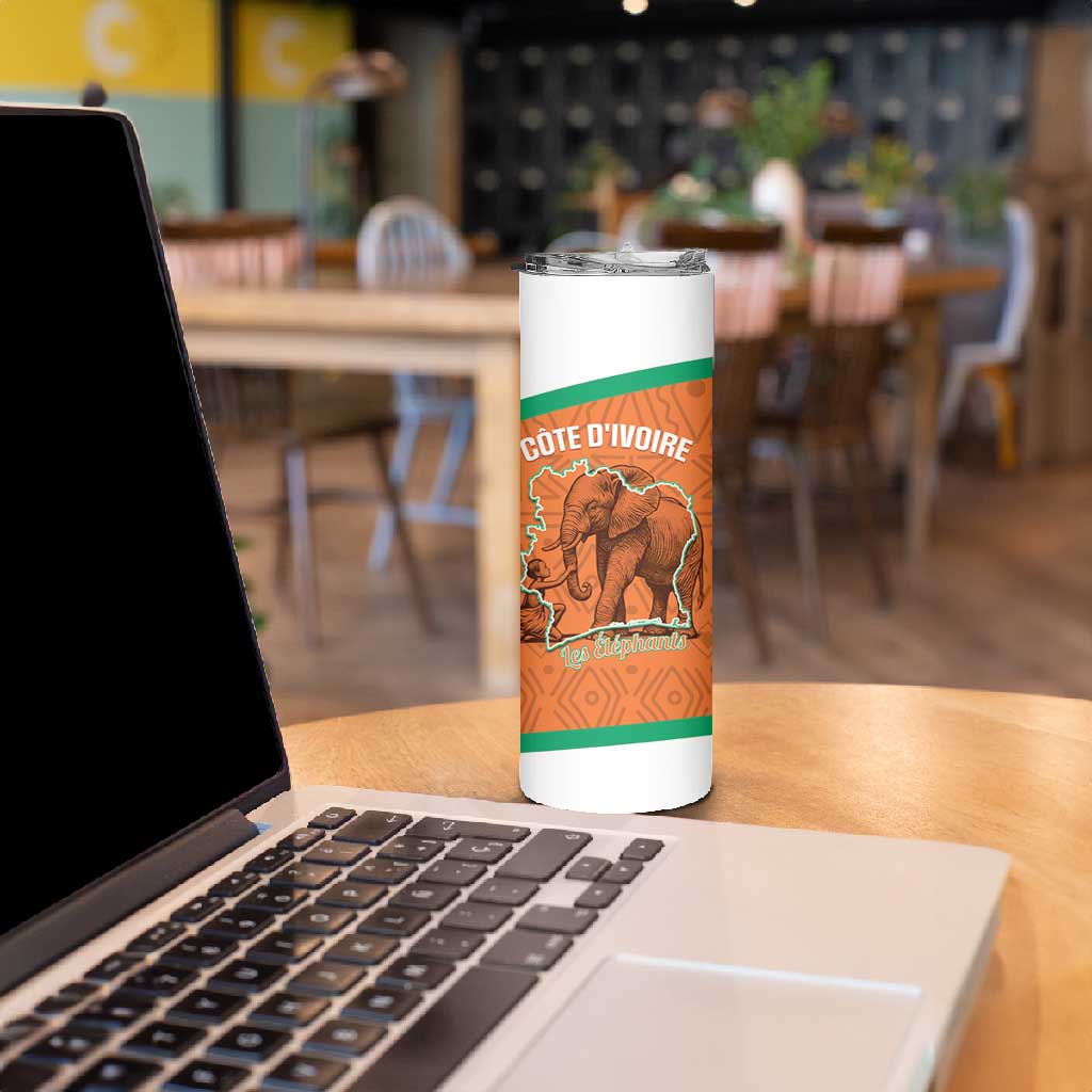 Custom Ivory Coast Football Skinny Tumbler 2026 Cote d'Ivoire Les Elephants Orange Version - African Pride