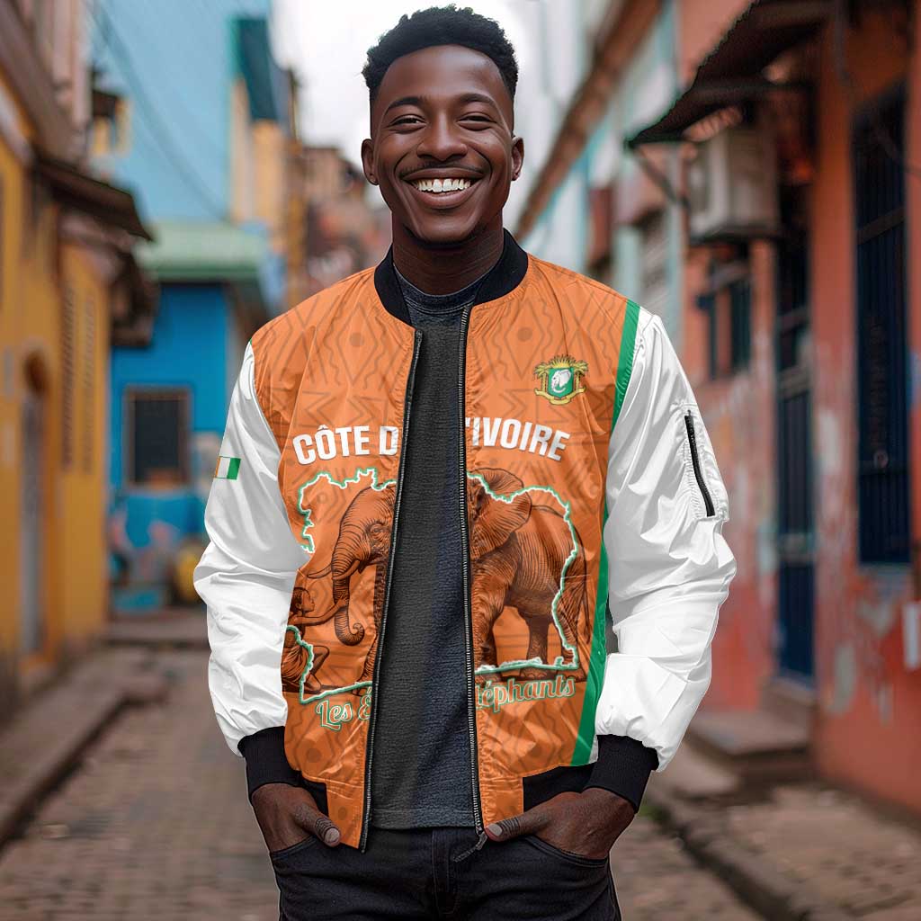 Custom Ivory Coast Football Sleeve Zip Bomber Jacket 2026 Cote d'Ivoire Les Elephants Orange Version - African Pride
