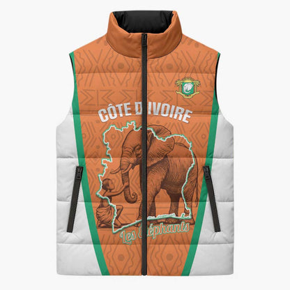 Custom Ivory Coast Football Sleeveless Puffer Jacket 2026 Cote d'Ivoire Les Elephants Orange Version - African Pride