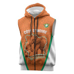 Custom Ivory Coast Football Sleeveless Zip Hoodie 2026 Cote d'Ivoire Les Elephants Orange Version - African Pride