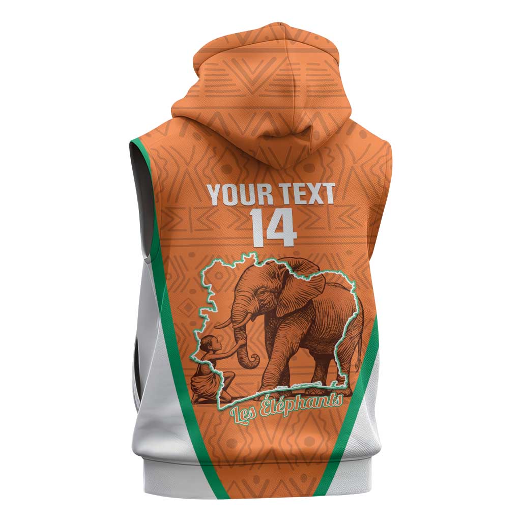 Custom Ivory Coast Football Sleeveless Zip Hoodie 2026 Cote d'Ivoire Les Elephants Orange Version - African Pride