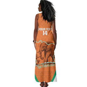 Custom Ivory Coast Football Tank Maxi Dress 2026 Cote d'Ivoire Les Elephants Orange Version - African Pride