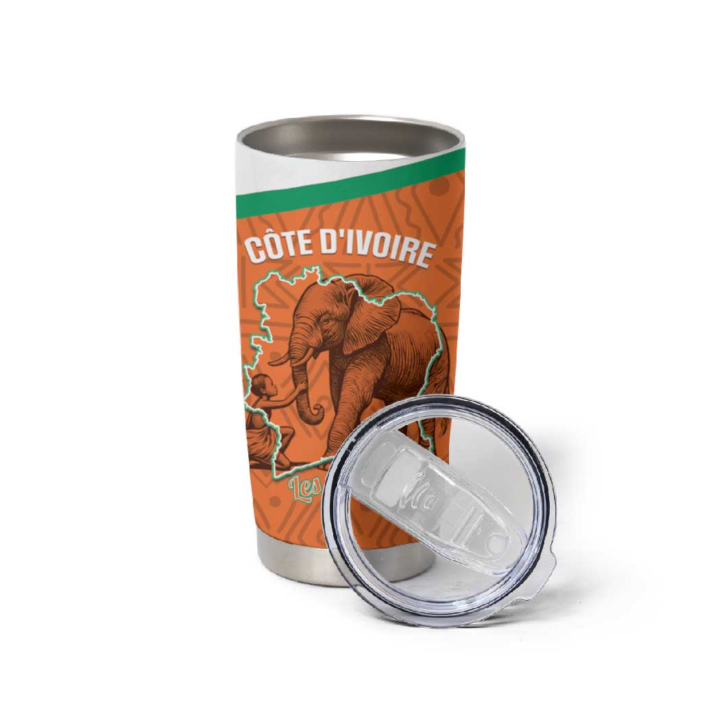 Custom Ivory Coast Football Tumbler Cup 2026 Cote d'Ivoire Les Elephants Orange Version - African Pride