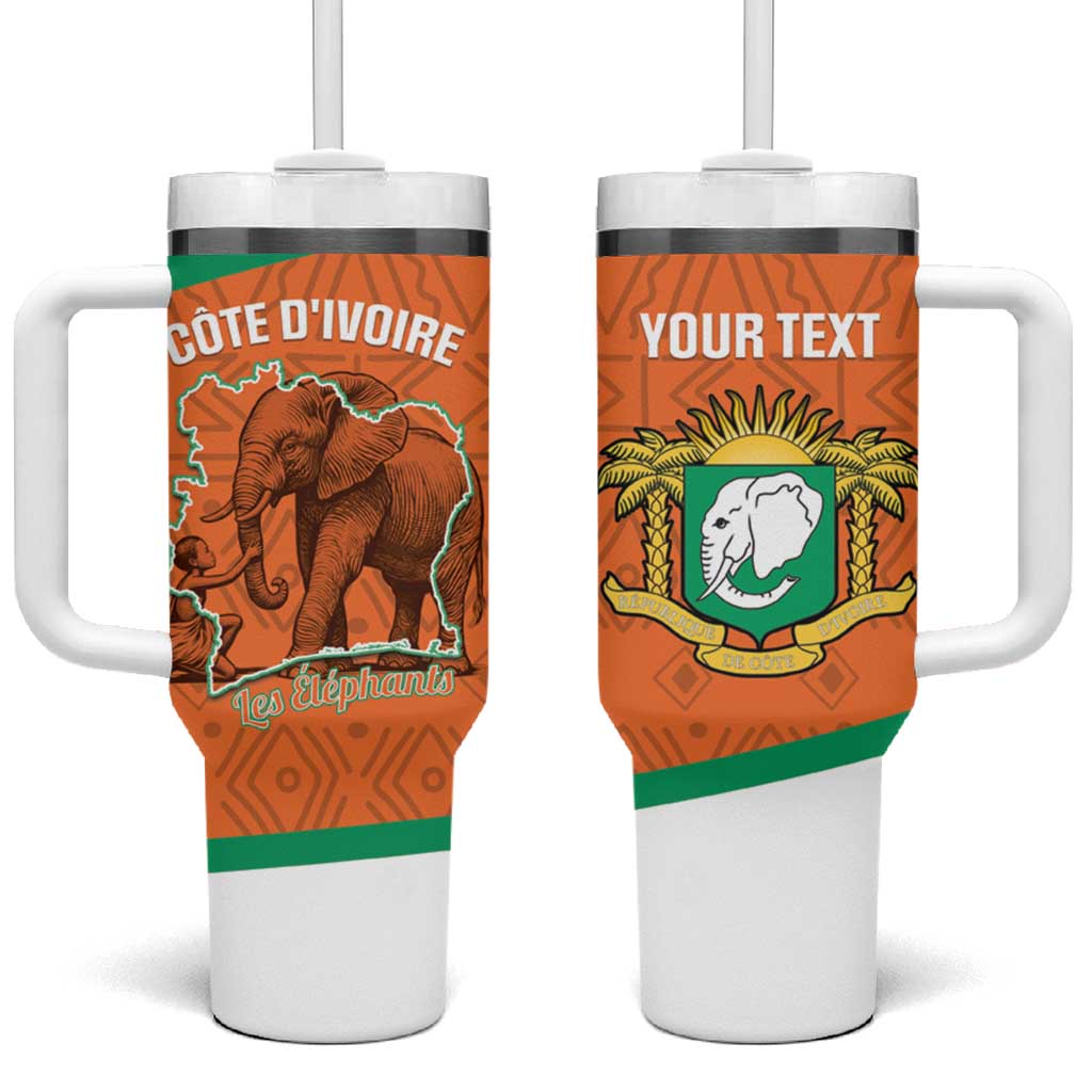 Custom Ivory Coast Football Tumbler With Handle 2026 Cote d'Ivoire Les Elephants Orange Version - African Pride
