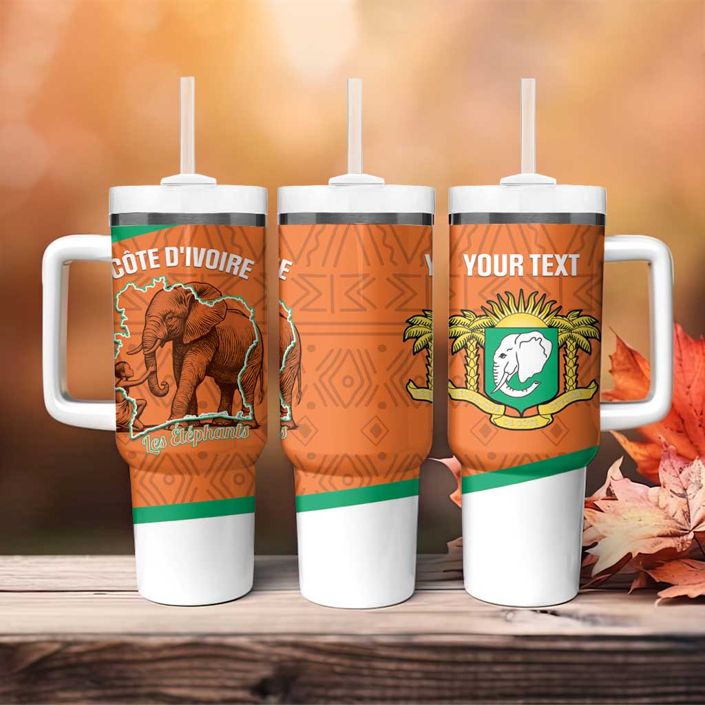 Custom Ivory Coast Football Tumbler With Handle 2026 Cote d'Ivoire Les Elephants Orange Version - African Pride