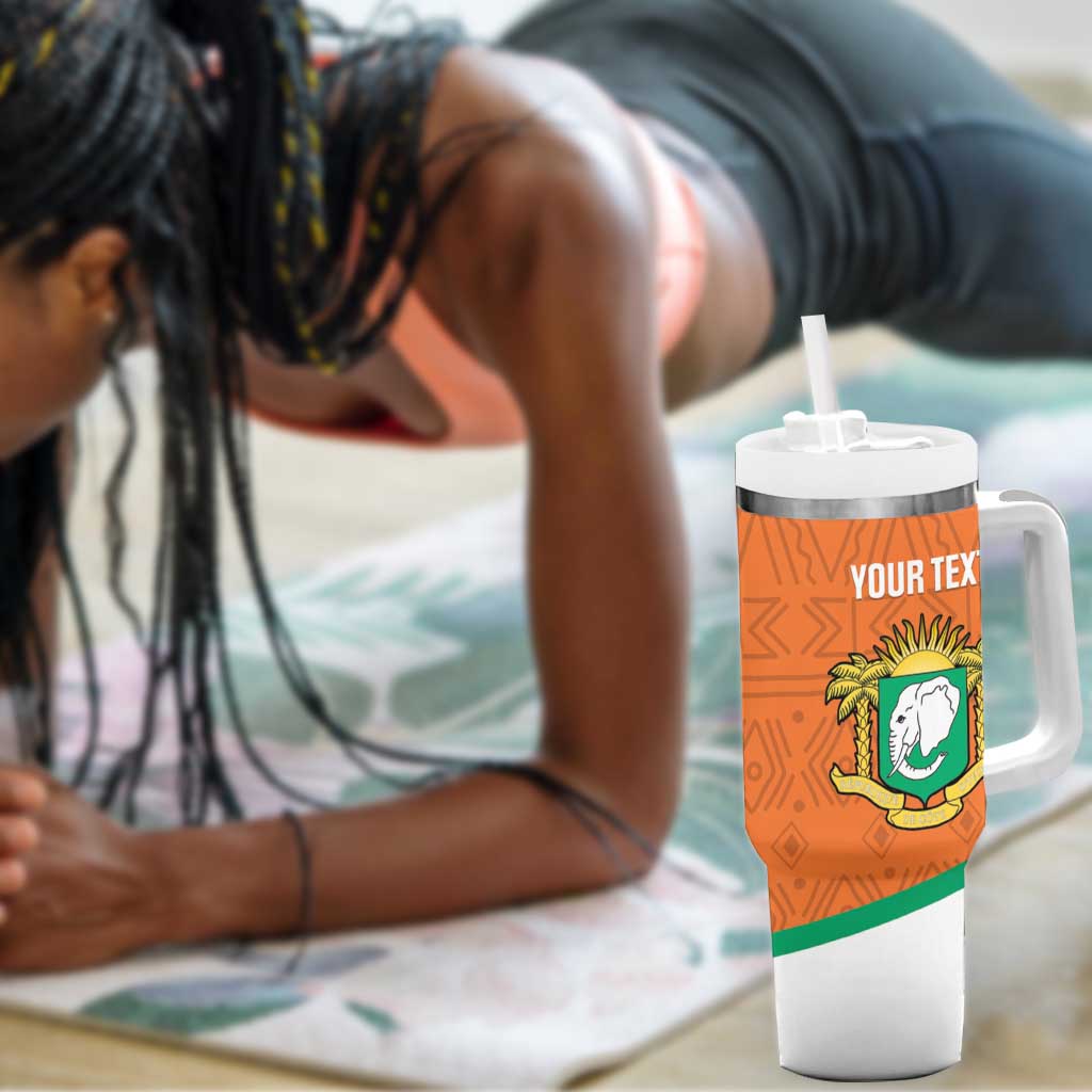 Custom Ivory Coast Football Tumbler With Handle 2026 Cote d'Ivoire Les Elephants Orange Version - African Pride