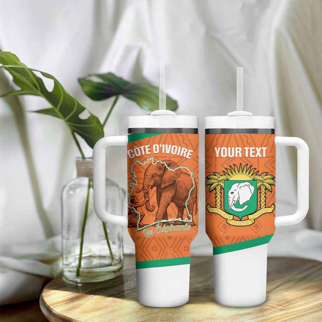 Custom Ivory Coast Football Tumbler With Handle 2026 Cote d'Ivoire Les Elephants Orange Version - African Pride