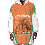 Custom Ivory Coast Football Wearable Blanket Hoodie 2026 Cote d'Ivoire Les Elephants Orange Version - African Pride