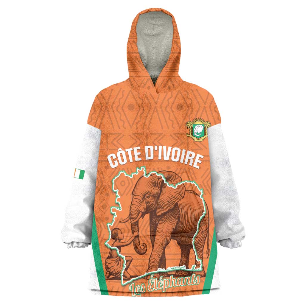 Custom Ivory Coast Football Wearable Blanket Hoodie 2026 Cote d'Ivoire Les Elephants Orange Version - African Pride