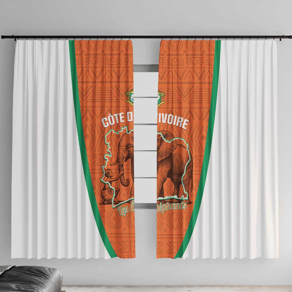 Ivory Coast Football Window Curtain 2026 Cote d'Ivoire Les Elephants Orange Version - African Pride