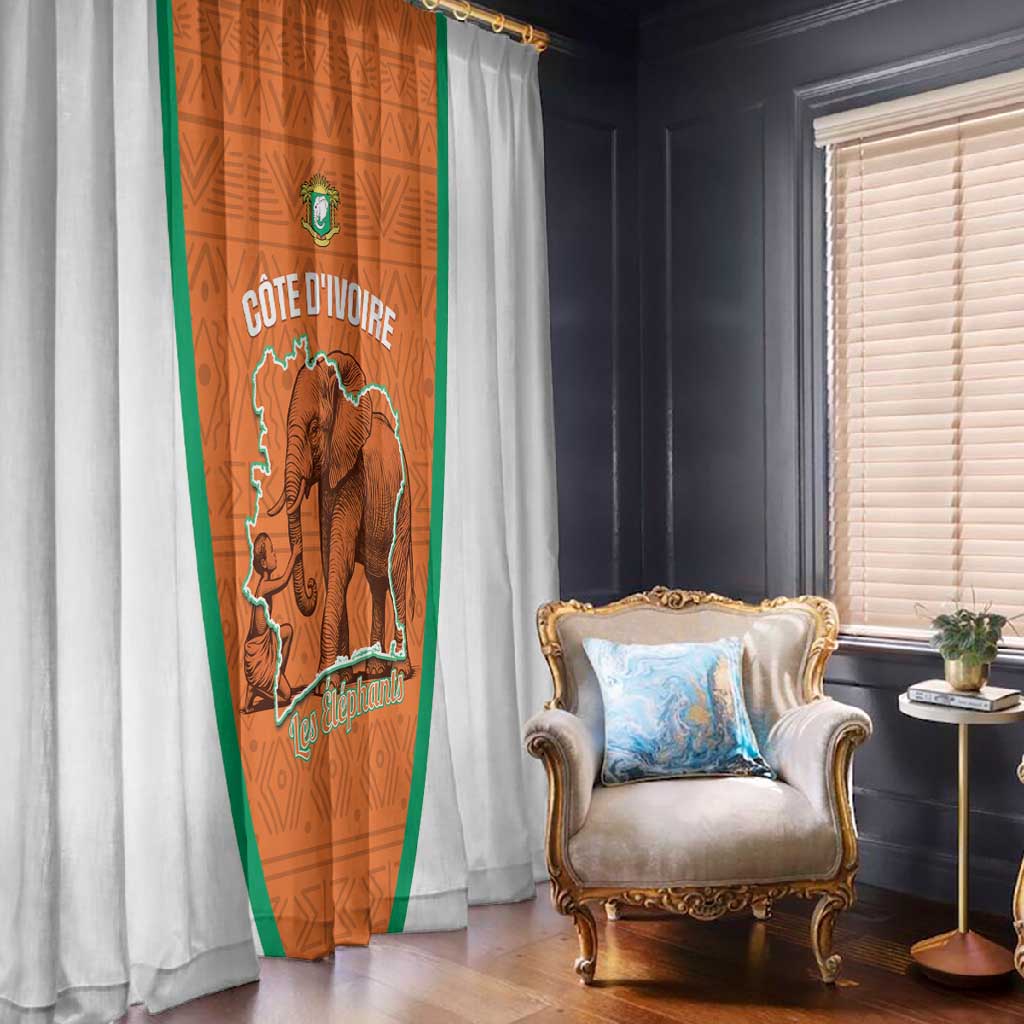 Ivory Coast Football Window Curtain 2026 Cote d'Ivoire Les Elephants Orange Version - African Pride