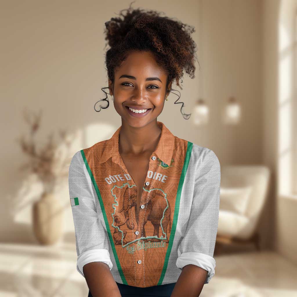 Custom Ivory Coast Football Women Casual Shirt 2026 Cote d'Ivoire Les Elephants Orange Version - African Pride