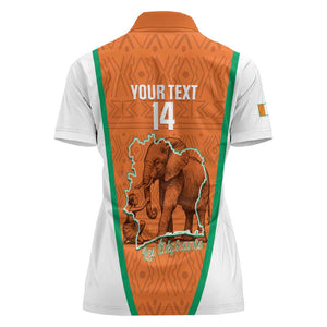 Custom Ivory Coast Football Women Polo Shirt 2026 Cote d'Ivoire Les Elephants Orange Version LT14