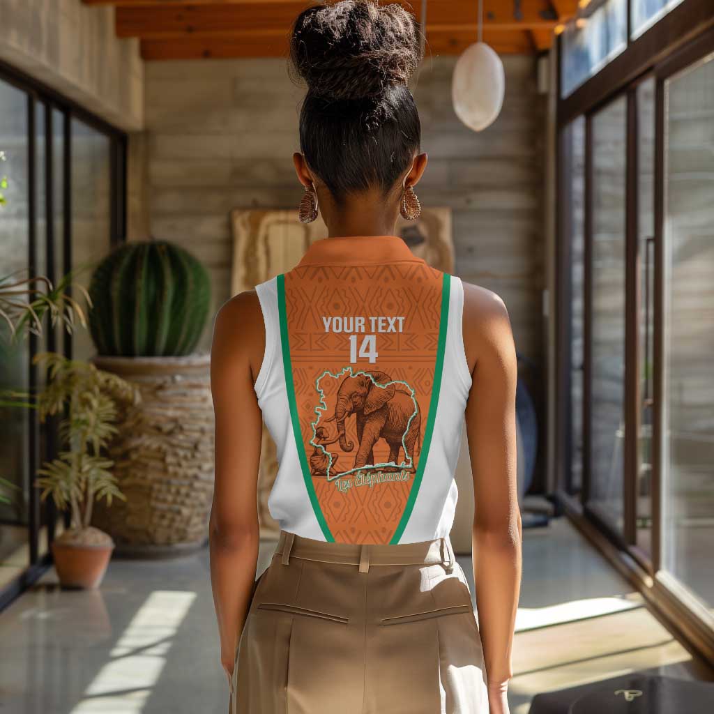 Custom Ivory Coast Football Women Sleeveless Polo Shirt 2026 Cote d'Ivoire Les Elephants Orange Version - African Pride