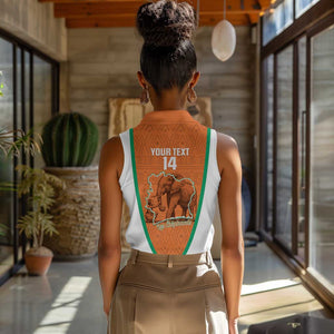 Custom Ivory Coast Football Women Sleeveless Polo Shirt 2026 Cote d'Ivoire Les Elephants Orange Version - African Pride